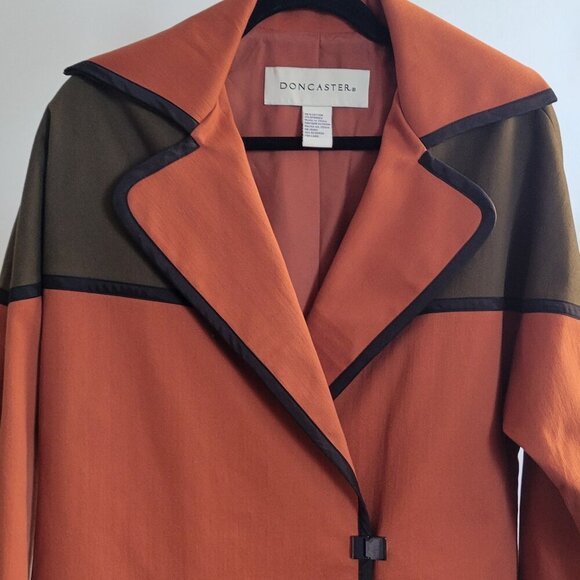 DON CASTER Woman’s Orange Colorblock Coat / Jacket (Size: Small) - Picture 1 of 16